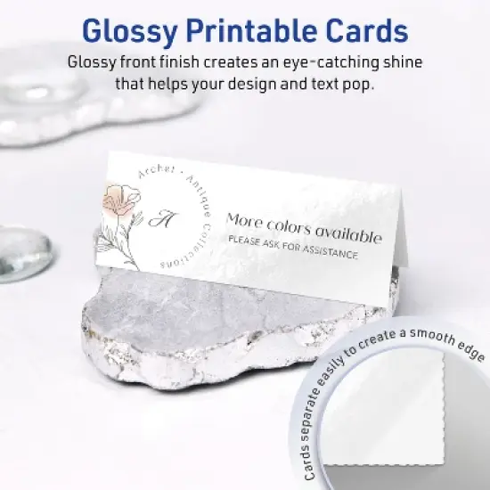 Avery Printable Place Cards, 1-7/16" x 3.75", Glossy White, 60ct image {1}