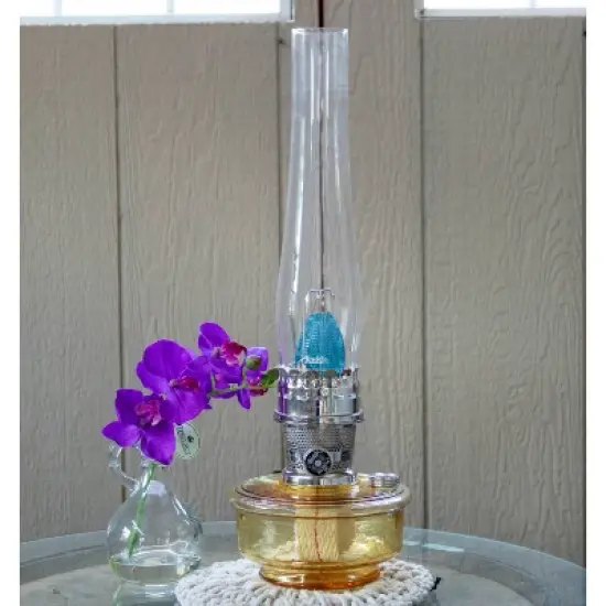 Aladdin Wall Mount Oil Lamp, Genie III Regency Fuel Lighting for Homesteaders or Emergencies, Amber Glass, 18 inches tall, Nickel Trim image {2}