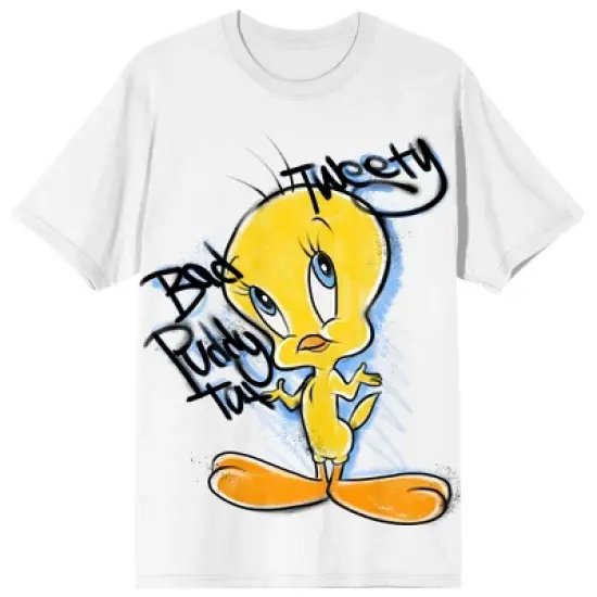 Looney Tunes Graffitti Tweety Women's White T-shirt image {8}