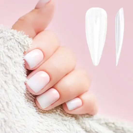 Unique Bargains Women's Seamless Pointed Fake Nails Clear 1 Set image {3}