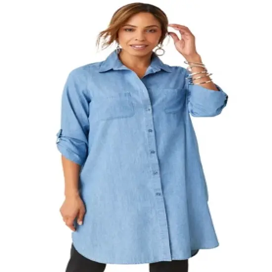 Jessica London Women&rsquo;s Plus Size Denim Mega Tunic image {1}
