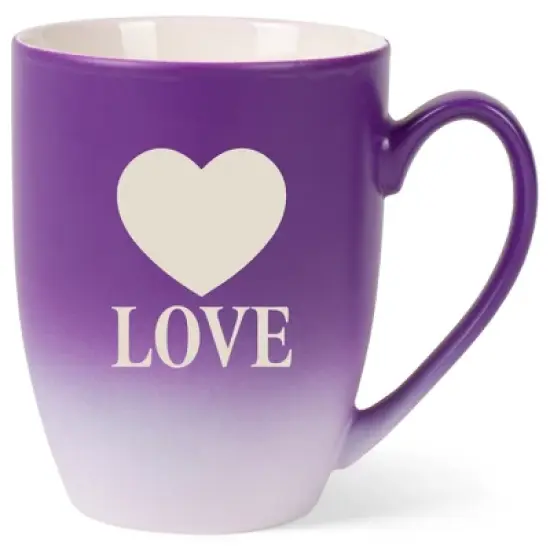 100 North Heart 10 Ounce Purple and White Two Toned Ombre, Comfortably Fits Your Hands, Ceramic Tea Coffee Cup Mug, Love image {1}