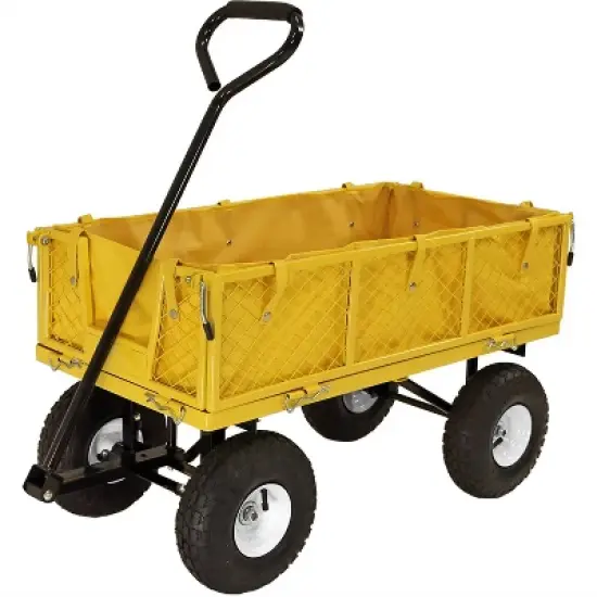 Sunnydaze Outdoor Lawn and Garden Heavy-Duty Steel Utility Cart with Removable Sides and Weather-Resistant Polyester Liner image {11}