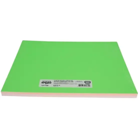 School Smart Poster Board, 11 x 14 Inches, White/Assorted Neon Colors, Pack of 50 image {1}