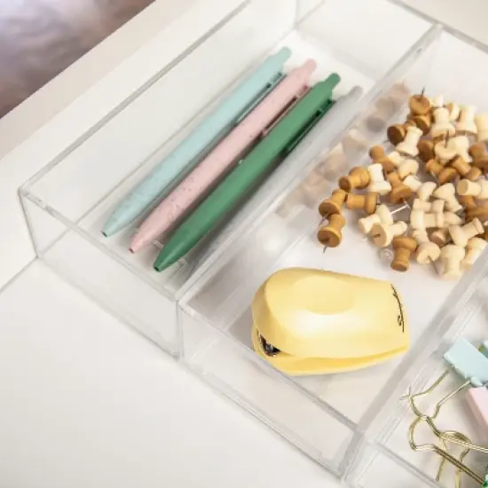 Martha Stewart Brody 3 Pack Stack and Slide Plastic Tray Office Desktop Organizer, 3" x 7.5" image {5}