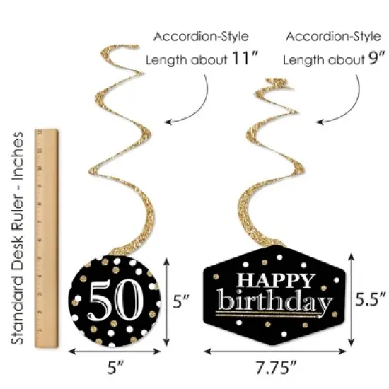 Big Dot of Happiness Adult 50th Birthday - Gold - Birthday Party Hanging Decor - Party Decoration Swirls - Set of 40 image {5}