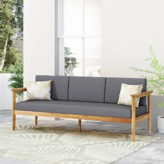 Outdoor Acacia Wood 3-Seater Sofa with Water-Resistant Cushions & Slatted Design, Durable & Stylish Patio Seating-Coolbibila image {1}