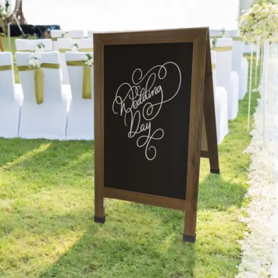 Excello Global Products Double-Sided 40x23 Heavy-Duty A-Frame Chalkboard Standing Sign,10 Chalk Markers, 40 Piece Stencils, Chalk and Eraser (Rustic) image {5}