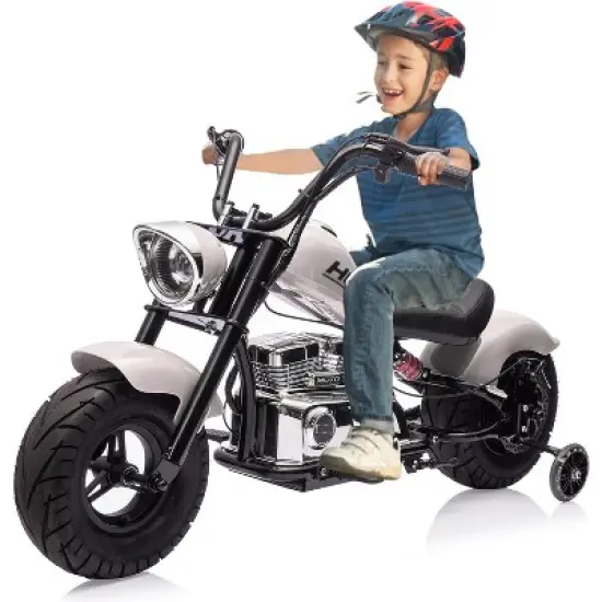 Youth Electric Motorcycle, 36V 350W Brushless Off-Road with 16.5mph, Music Player, Spring Suspension, LED Lights and Leather Seat image {9}