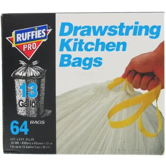 Ruffies 1124888 Pro Tall Kitchen Bags, 64 Bags, 13 Gal. image {1}