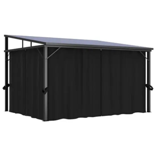 vidaXL Gazebo with Curtains - UV-Resistant PVC Roof - Aluminum and Steel Construction - Anthracite - 13.3'x9.6'x8' - Outdoor Event Shelter image {2}