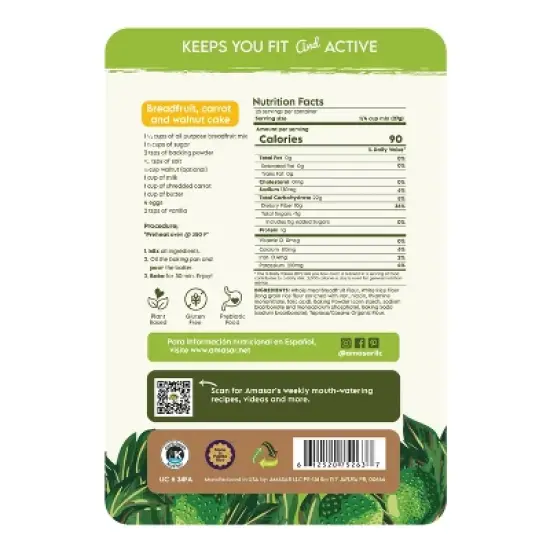 Amasar All-Purpose Breadfruit Baking Mix, Gluten Free Made with Breadfruit & Cassava Flour, 9g of Fiber per Serving, 24 Oz image {2}