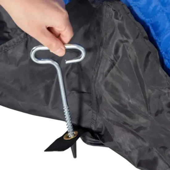 Outsunny 4 Person Insulated Ice Fishing Shelter 360-Degree View, Pop-Up Portable Ice Fishing Tent with Carry Bag, Two Doors and Anchors, Dark Blue image {5}