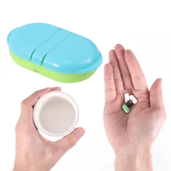 Unique Bargains Flip Up 2 Compartment Pill Case 1 Pc image {3}