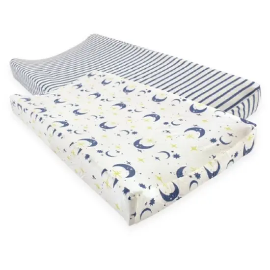 Touched by Nature Baby Organic Cotton Changing Pad Cover, Moon, One Size image {1}