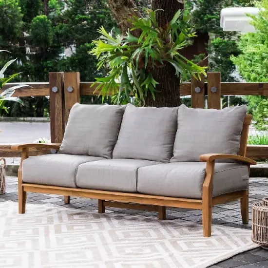 Caterina Teak Patio Sofa with Cushion - Beige - Cambridge Casual image {4}