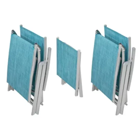 3pc Outdoor Aluminum Folding Adjustable Chaise Lounge Chair and Table Set Blue - Crestlive Products image {2}