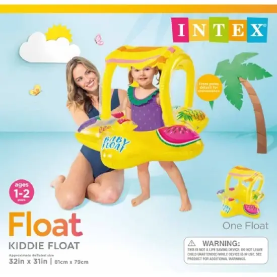 Intex 56573EP Outdoor Swimming Pool Inflatable Comfortable Shaded Canopy Starfish Lounger Baby Toddler Float Safety Raft, Yellow image {4}