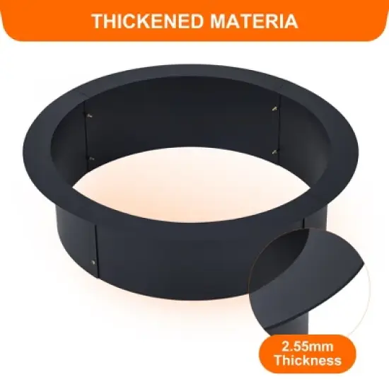 30 Inch Outdoor Fire Pit Ring, 2.5mm Heavy Duty Steel Round Fire Pit Insert, 36 In-Outer Wood Burning Fire Pit Kit, 10 Inch Height Campfire Ring image {2}