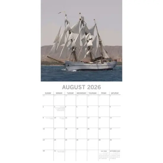 2026 Square Wall Calendar, Tall Ships, 16-Month Transport Theme with 180 Reminder Stickers (12x12 In) image {2}