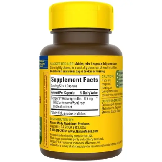 Nature Made Ashwagandha Capsules - 60ct image {1}