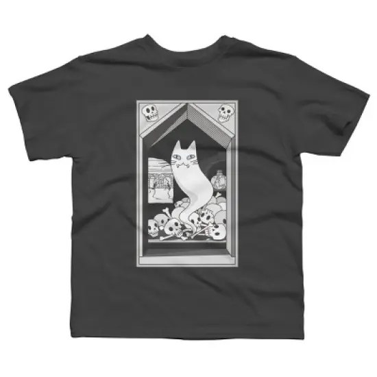 Boy's Design By Humans Ghost cat the Keeper of the Crypt By runcatrun T-Shirt image {7}