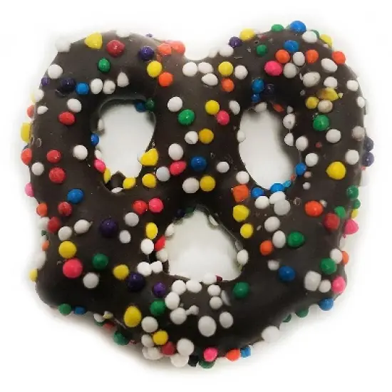 Rainbow Nonpareils Dark Chocolate Covered Pretzels by It's Delish image {3}