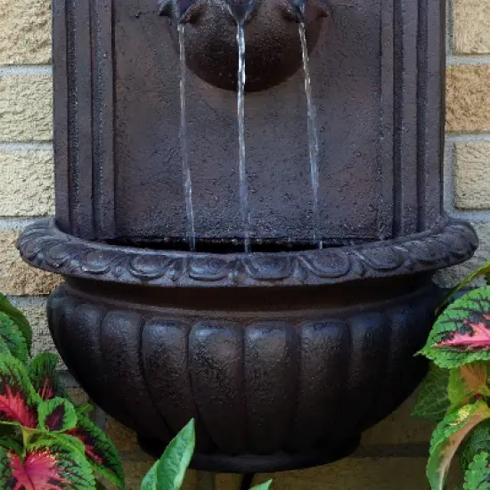 Sunnydaze 27"H Electric Polystone Florence Outdoor Wall-Mount Water Fountain image {4}