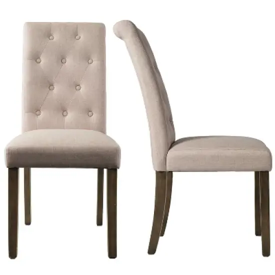 Set of 2 Aristocratic Solid Wood Tufted Dining Chair-ModernLuxe image {3}