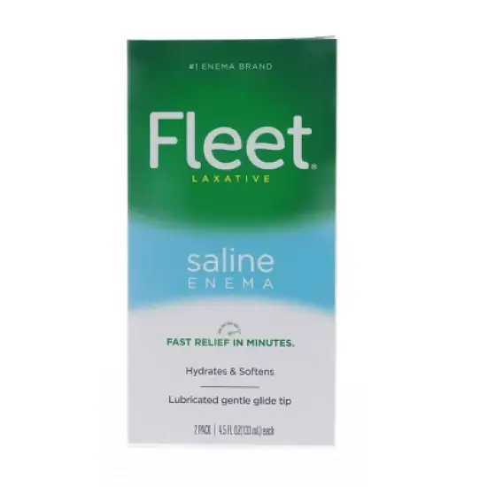 Fleet Laxative Saline Enema Lubricated Gentle Glide Tip, 2 Bottles, 4.5 oz each image {2}