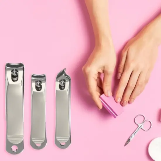 Unique Bargains Nail Clippers Nail Clipper Set for Nail Care Portable Stainless Steel Silver Tone Titanium Tone 3Pcs image {5}