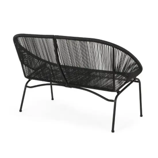 GDFStudio Chardean Outdoor Wicker Wrap Hammock Loveseat with Metal Frame image {4}