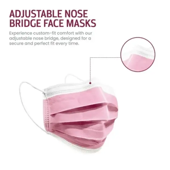 MagiCare - Premium Pink Face Masks for Adults - Breathable 3-Layer Disposable Protection image {2}