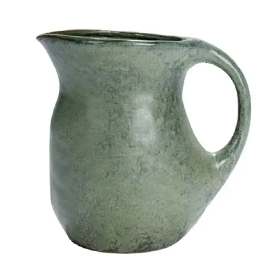 Storied Home Round Stoneware Pitcher with Reactive Glaze, Matte Teal image {6}