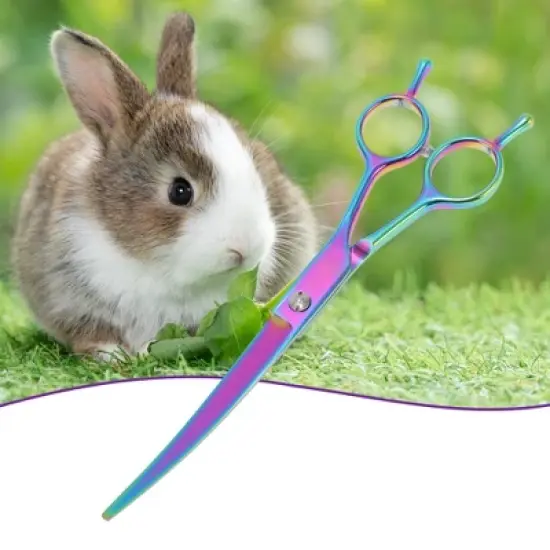 Unique Bargains Downward Curved Clippers Dog Grooming Scissors 7.5inch 1 Pc image {2}