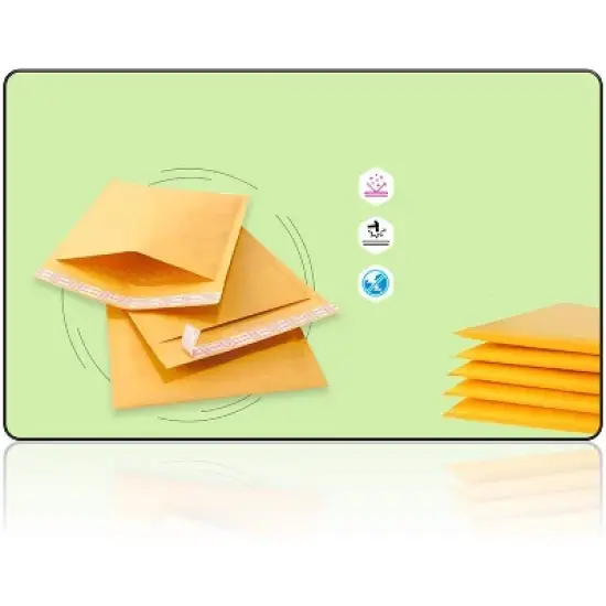 Link #000 4" X 8" Kraft Paper Bubble Mailers Padded Self Seal Shipping Envelopes Pack of 10/25/50/100/500 image {2}