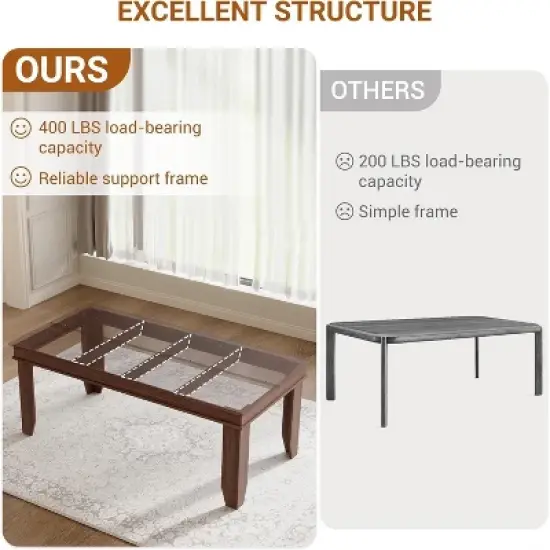 Farmhouse Dining Table - 71" Rustic Brown Wooden Kitchen Table with Sturdy Frame, Seats 6-8 People for Dining Room & Kitchen image {6}