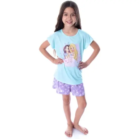 Barbie Little Girls' Unicorn Love Shirt and Shorts 2 PC Pajama Set Unicorn Love image {4}