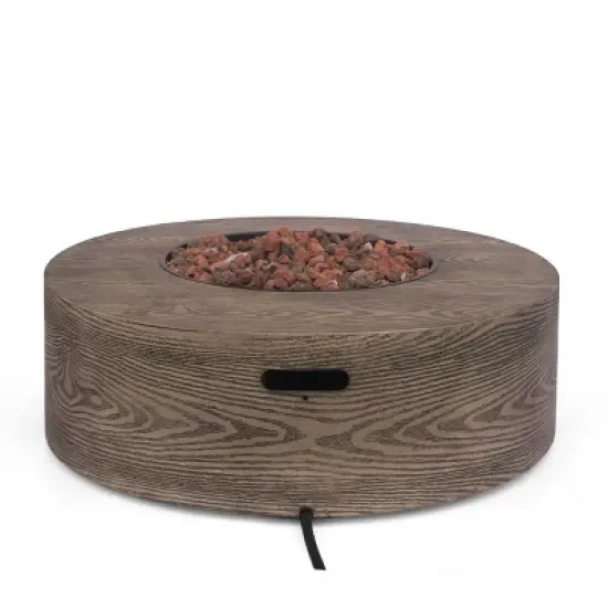 Senoia Outdoor Round Fire Pit with Tank Holder - Brown - Christopher Knight Home image {6}