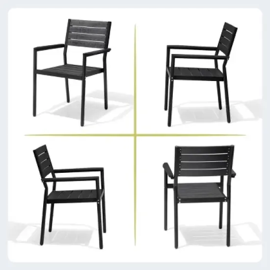 Crestlive Products 7pc Aluminum Patio Dinning Set 72in Table and 6 Chairs Plastic Wood Top with Umbrella Hole for Outdoor Pool Lawn image {6}