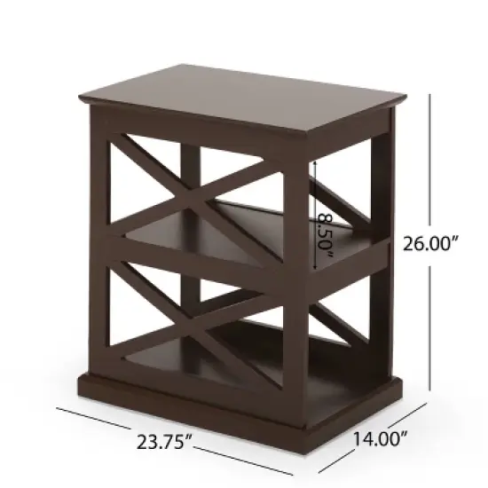 Vernon Contemporary 2 Shelf Side Table Dark Walnut - Christopher Knight Home image {9}