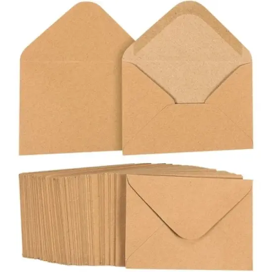 Juvale 100-Pack A1 Brown Kraft Paper Envelopes 5 x 3 Gummed Seal V-Flap for Invitation Greeting Cards image {6}