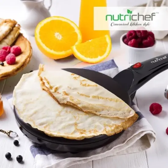 NutriChef Electric Griddle Crepe Maker - Nonstick Pan Cooktop with Automatic Temperature Control & Plug-in Operation for Kitchen & Countertop. image {6}