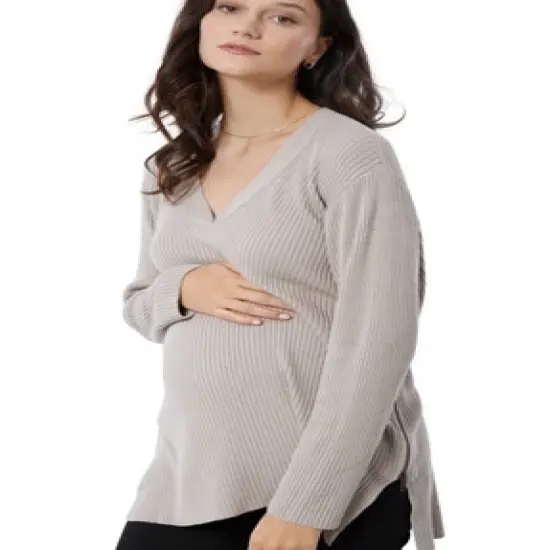 Ingrid & Isabel Maternity Side Zip Nursing Sweater image {3}