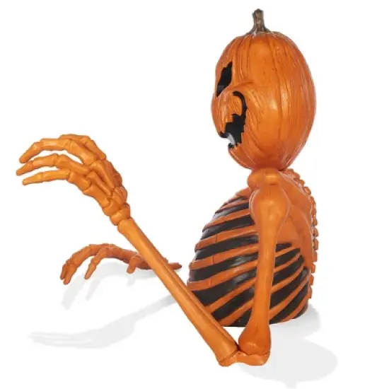 BOO BOX 48" Groundbreaking Pumpkin Skeleton, Orange - Creepy Outdoor Halloween Decorations for Yard image {5}