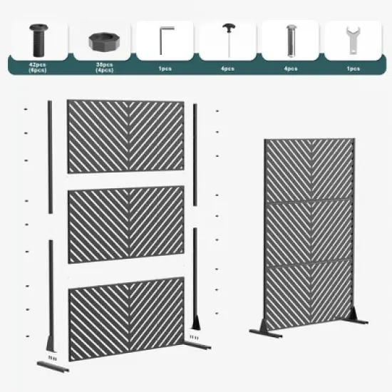 PexFix Metal Freestanding Privacy Screen Garden Fence For Deck Patio Balcony Outdoor Privacy Panel Palace Pattern image {5}