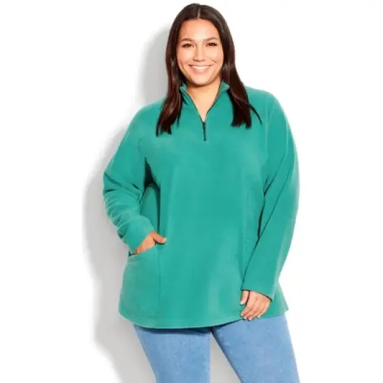 Women's Plus Size Polar Fleece Pocket Tunic - jade | AVENUE image {7}