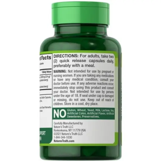 Nature's Truth Saw Palmetto Extract 2400mg | 120 Capsules image {2}