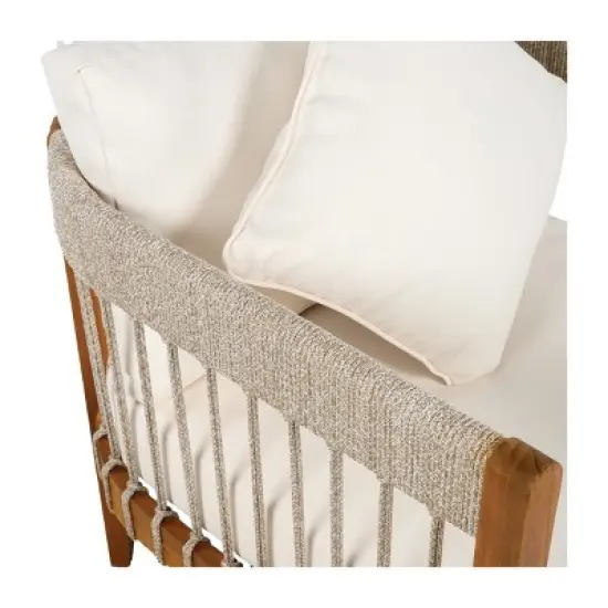 Set of 2 Outdoor Lounge Chairs with Acacia Wood and Handwoven Rope,Water Resistant Cushions for Patio,Porch or Garden-Maison Boucle image {5}