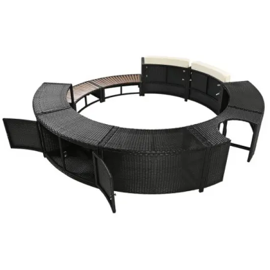 Outdoor Patio Rattan Spa Surround Frame Sofa Set with Storage Spaces, Bench and Cushions image {13}